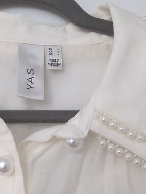 Pearl-Trim Ivory Blouse - Women